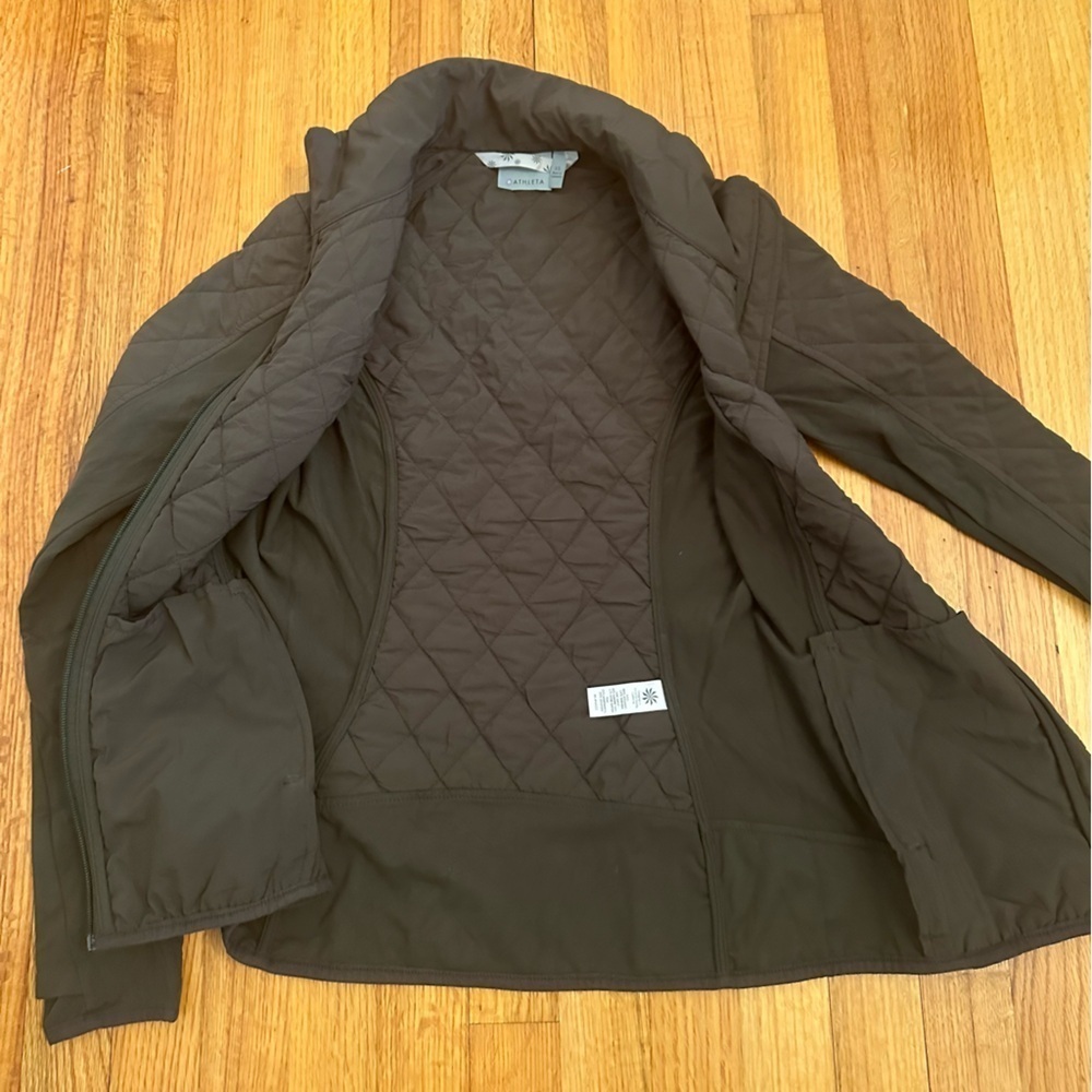 Athleta Women's Upside Quilted Long Sleeves Olive Green Jacket Full Zip XS (t) - Picture 8 of 12